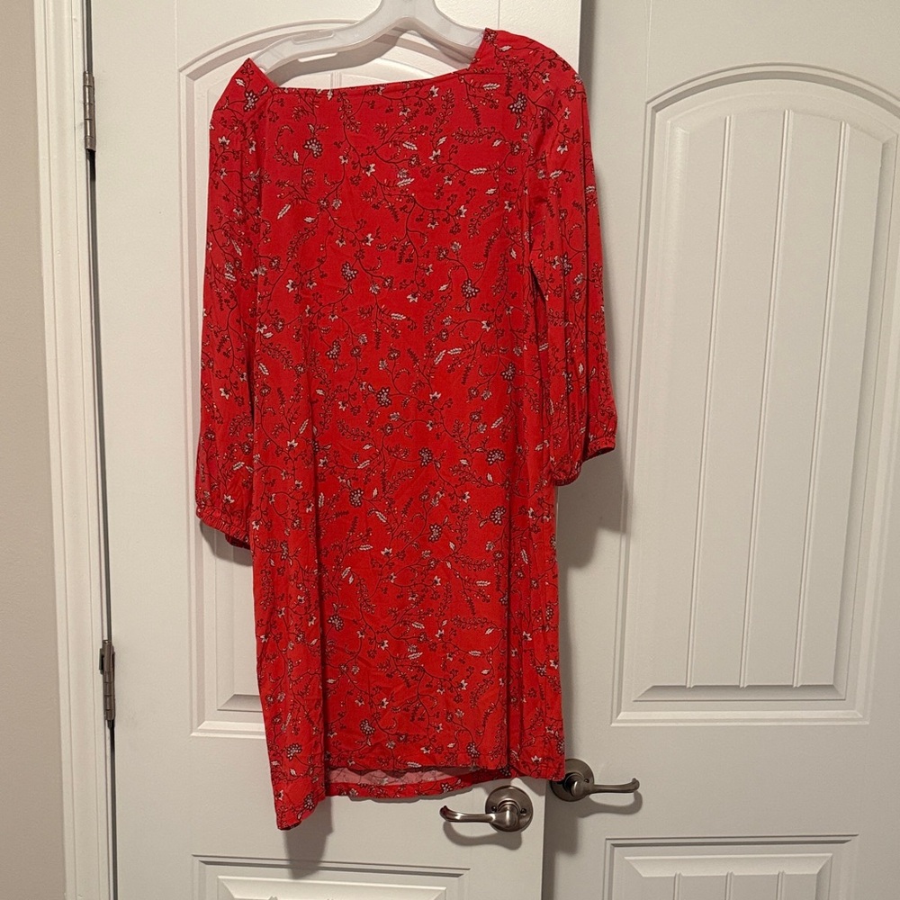 GAP Red Floral Long Sleeve Dress